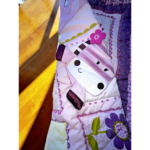 Lambs & Ivy Zoo Animals Flowers Quilt Comforter Baby Throw Blanket 34 x 42 - Picture 9 of 10